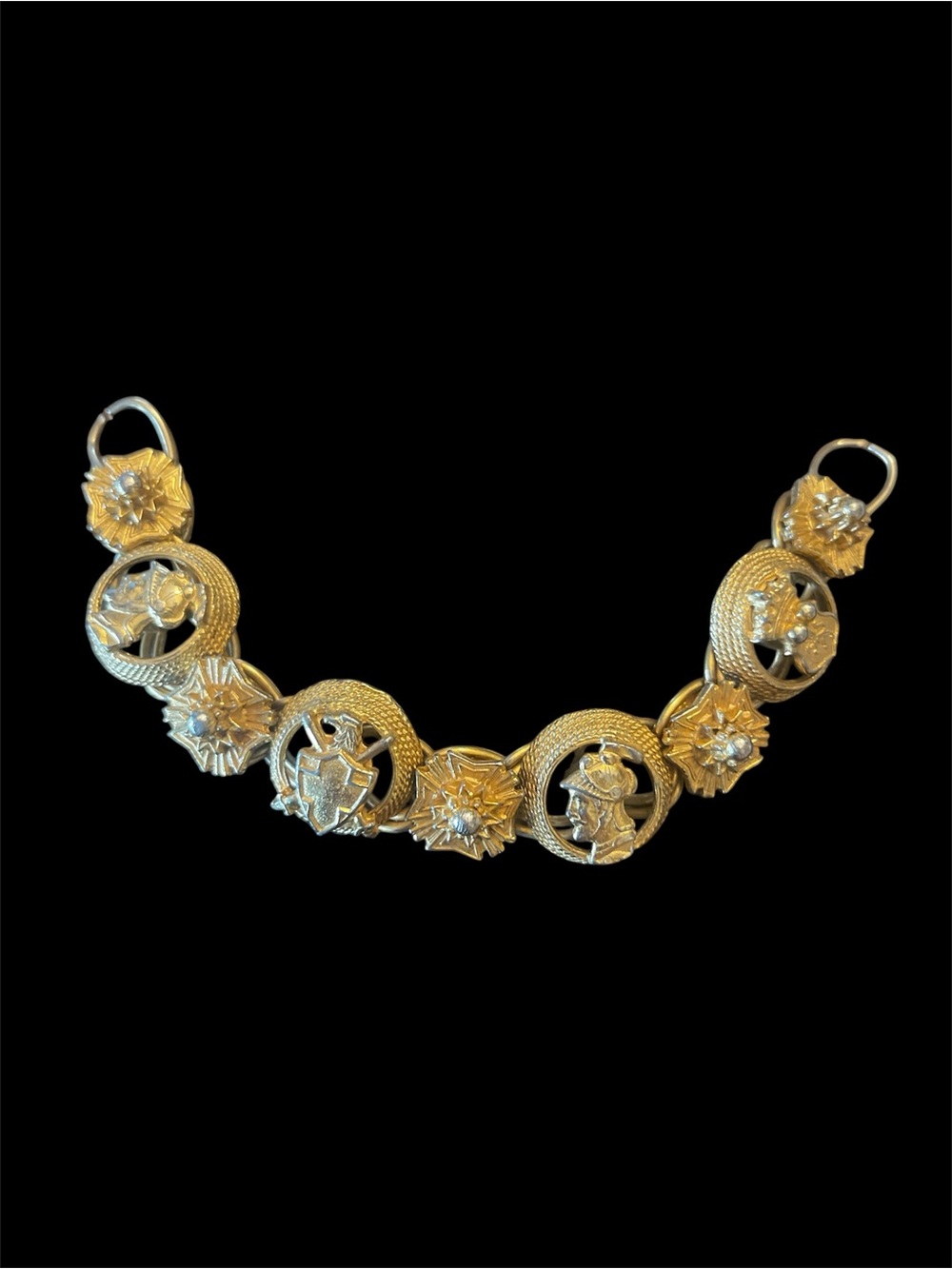 Florenza heraldic coat of arms bracelet MISSING CLASP vintage costume jewelry